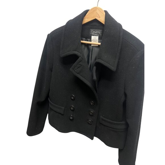 David N Petites Vintage Black Wool Blend Cropped Peacoat - Picture 1 of 7